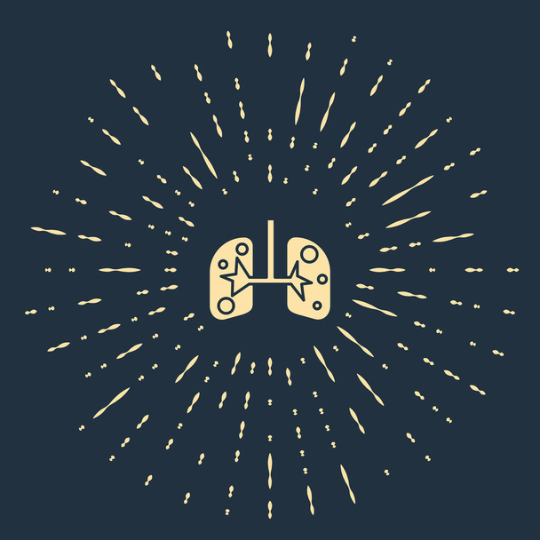 Beige Lungs icon isolated on blue background. Abstract circle random dots. Vector Illustration - Vector, Image