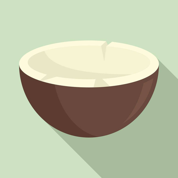 Coconut bowl icon, flat style - Vector, Imagen