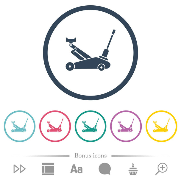 Car jack flat color icons in round outlines - Vector, Image