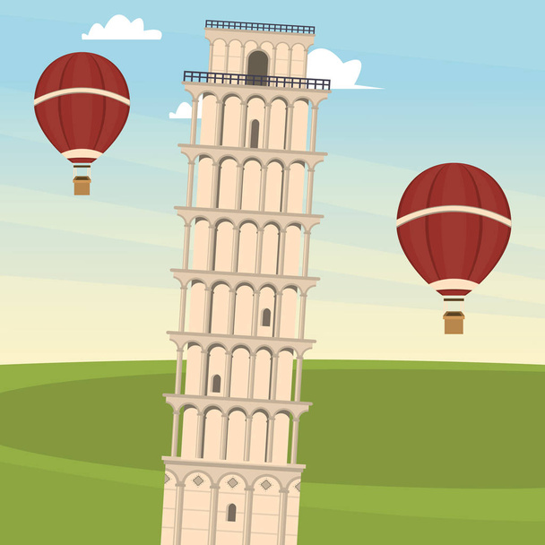 світова туристична сцена з вежею Пізи
 - Вектор, зображення