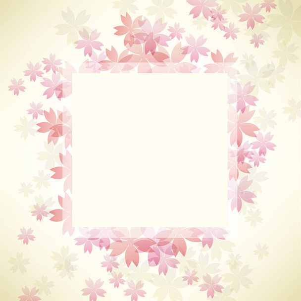 background illustration of cherry blossoms with frame - Vector, Image