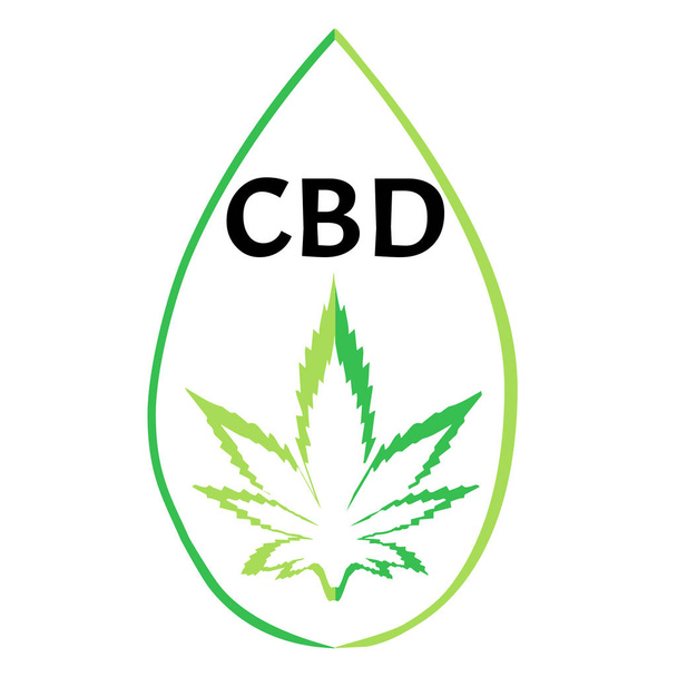 Marihuana-Symbole cbd. Cannabinoid-Logo. Marihuana-Blattöl. Hanföl. Vektor-Illustration auf isoliertem Hintergrund. - Vektor, Bild