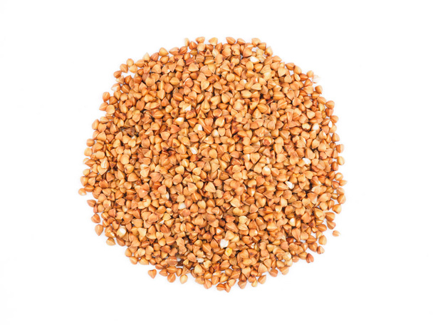 Buckwheat groats on white background. Weight loss concept - Photo, image