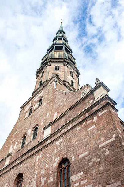 tower of a medieval gothic church, St. Peter's Basilica, Riga, Latvia - Foto, Bild