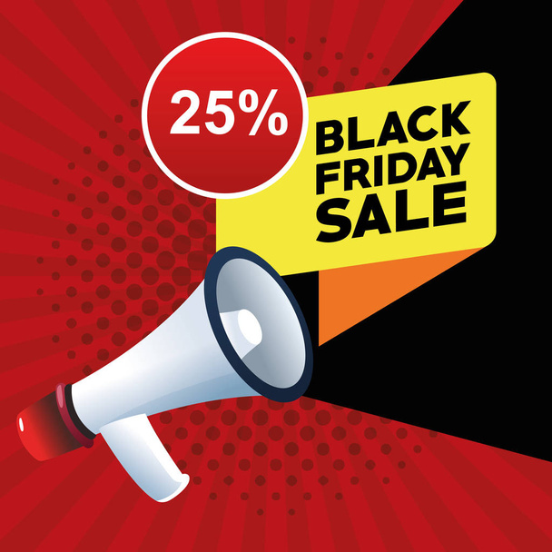black friday sale poster with megaphone - Vector, Image