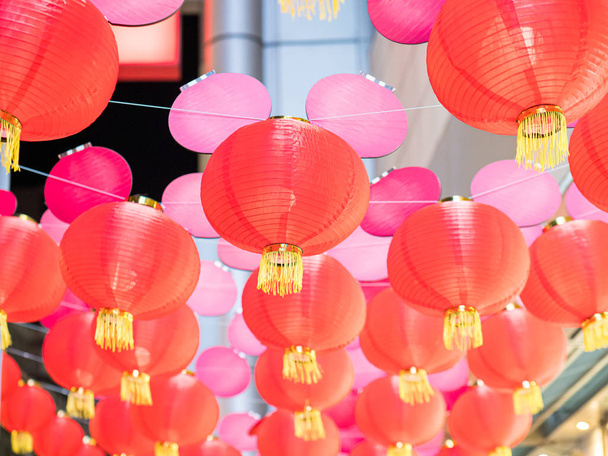Chińskie latarnie podczas nowego roku festiwalu - Zdjęcie, obraz