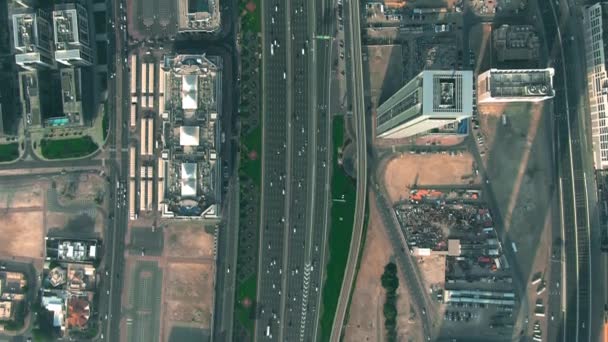 Aerial top down shot of Sheikh Zayed Road in Dubai Downtown, UAE - Felvétel, videó