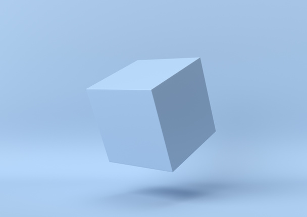 Idea creativa estate minima. Concetto cubo blu con sfondo pastello. rendering 3d
. - Foto, immagini