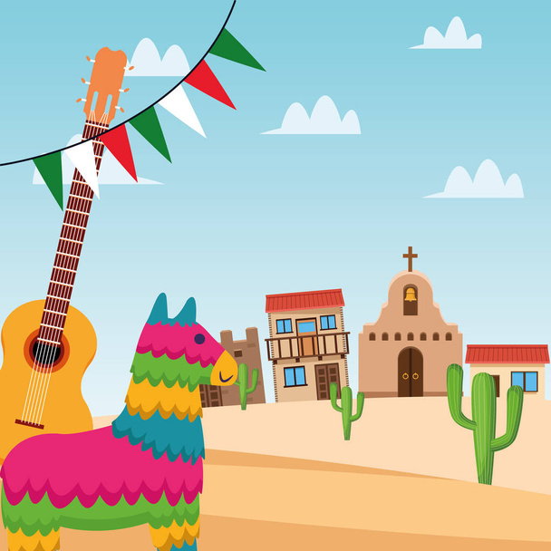 Μεξικάνικη pinata και κιθάρα διάνυσμα σχεδιασμό - Διάνυσμα, εικόνα