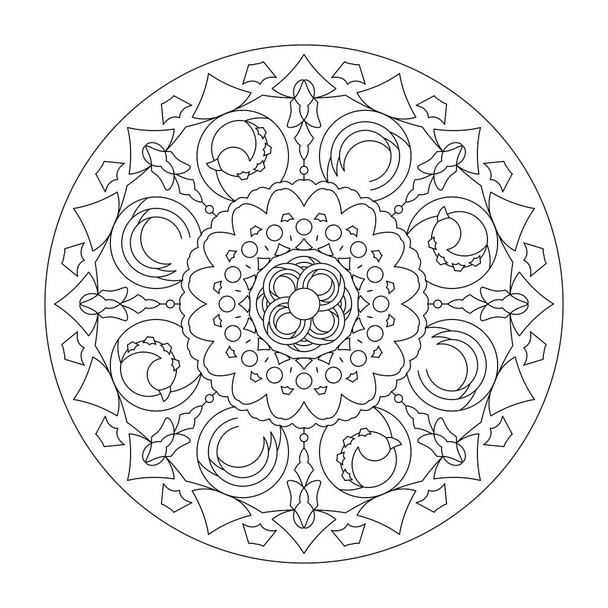 Mandala página para colorear, vector de ilustración. Mandala abstracto. Terapia de arte. Elemento decorativo
. - Vector, imagen