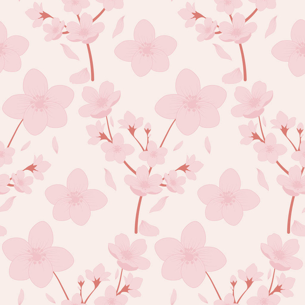  シームレスなパターンデザインで桜の花束をインク - ベクター画像