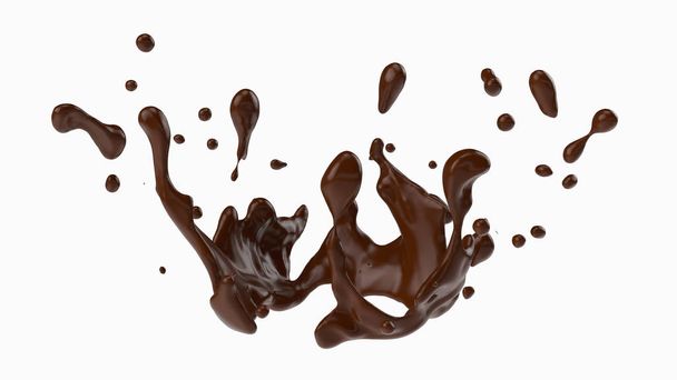 Un goccio di cioccolato. rendering 3d, illustrazione 3d. - Foto, immagini