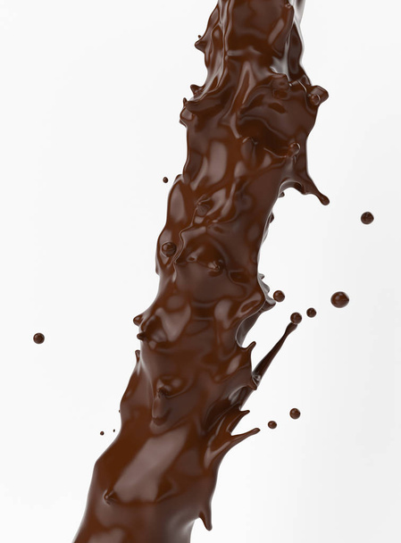 Ein Spritzer Schokolade. 3D-Darstellung, 3D-Illustration. - Foto, Bild