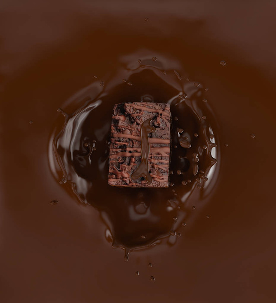 A splash of chocolate. 3d rendering, 3d illustration. - Zdjęcie, obraz