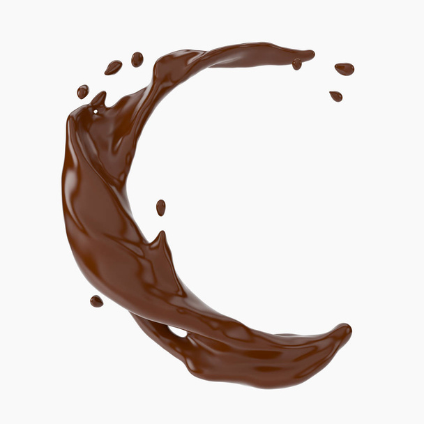 Ein Spritzer Schokolade. 3D-Darstellung, 3D-Illustration. - Foto, Bild