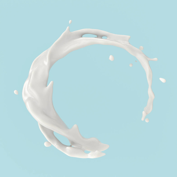 Milch oder Joghurtspritzer, 3D-Illustration. - Foto, Bild