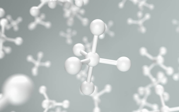 Επιστήμη με λευκό μόριο ή ατομικό υπόβαθρο, Δομή για την Επιστήμη, 3d καθιστούν. - Φωτογραφία, εικόνα