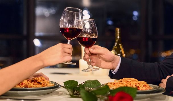 Romantic dinner for couple in love concept - Photo, Image