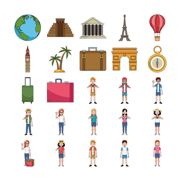 travel, monuments of the world and travel people - Vector, Image