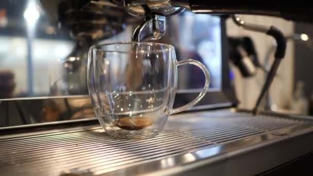 παρασκευή καφέ σε επαγγελματική μηχανή καφέ. - Πλάνα, βίντεο
