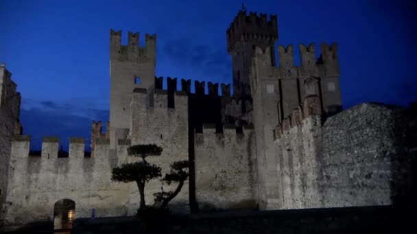 The Scaligero Castle, building started in 1259, is a rare example of medieval port fortification, which was used by the Scaliger fleet. - Footage, Video