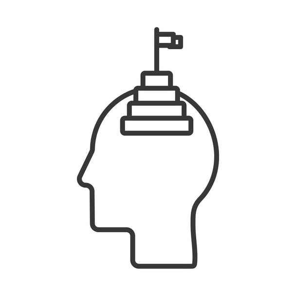 tête de profil humain avec icône drapeau de succès
 - Vecteur, image