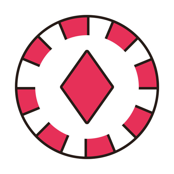 Casino-Chip mit diamantisoliertem Symbol - Vektor, Bild