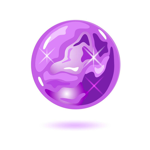 Incroyable forme ronde améthyste. Boule magique cristale. Pierre naturelle violette
. - Vecteur, image