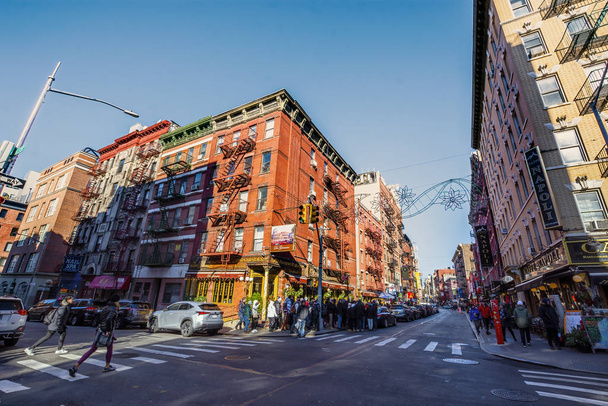Little Italy, New York, NY, USA - November 30, 2019.  Colorful Mulberry Street in Manhattan - Little Italy near China Town,  New York. - Φωτογραφία, εικόνα