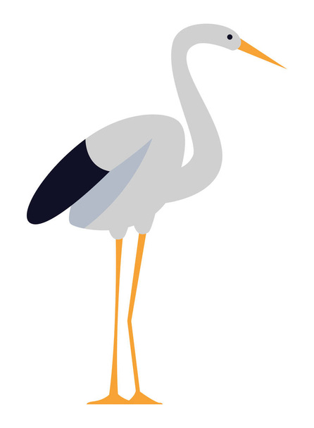 Ooievaar staande vogel cartoon symbool - Vector, afbeelding