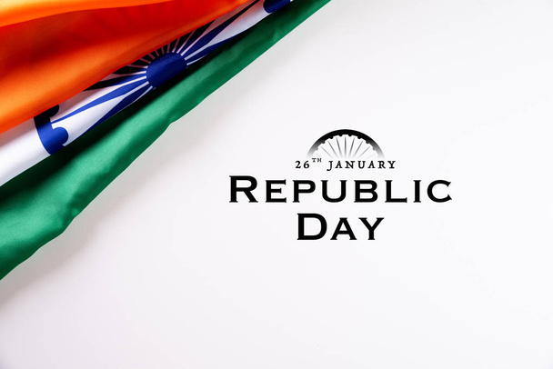 Indiai köztársaság napi koncepció. Indiai zászló a szöveggel Happy rep - Fotó, kép