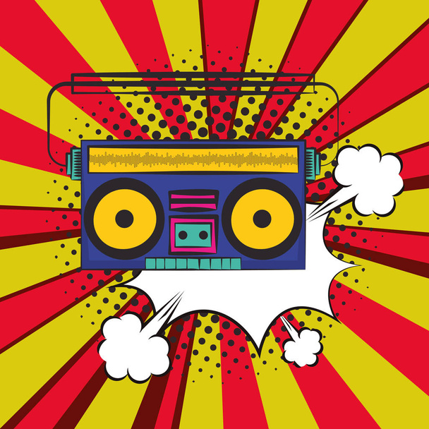 Poster Pop Art Stil mit Radio Musik-Player - Vektor, Bild