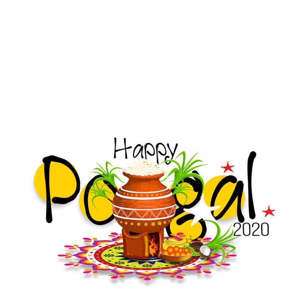 иллюстрация приветственных фонов Happy Pongal - Фото, изображение