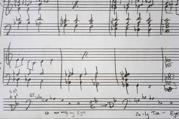Musique manuscrite en feuille sur papier blanc propre - Photo, image
