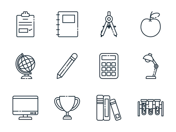 Векторный дизайн обособленных иконок школы
 - Вектор,изображение