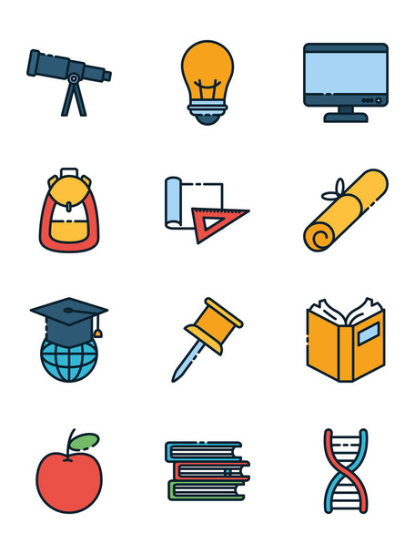 Ізольований шкільний набір значків Векторний дизайн
 - Вектор, зображення