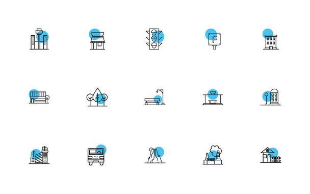 paquet de villes ensemble icônes
 - Vecteur, image
