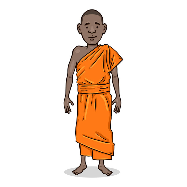Vector Cartoon Character - Νεαρός Αφρικανός σε Μοναστηριακές Ρόμπες. - Διάνυσμα, εικόνα