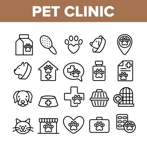 Pet Clinic Veterinary Collection Icons Set Vector - ベクター画像
