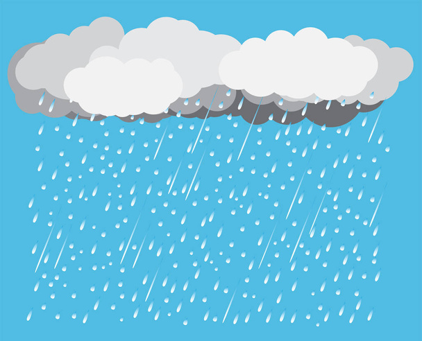 Wolken und Regen, Regenzeit, Sturm, Vektordesign - Vektor, Bild