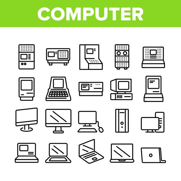 Computer-Ausrüstung Sammlung Symbole setzen Vektor - Vektor, Bild