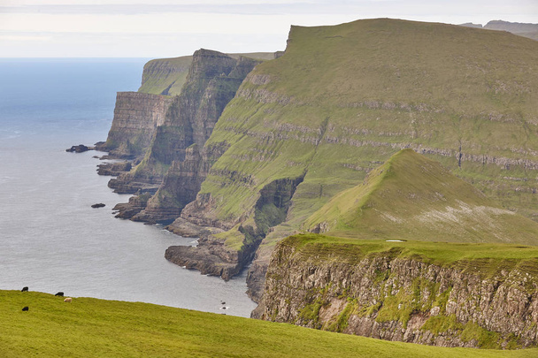 Ilha de Suduroy costa dramática e falésias no arquipélago de Faroé
 - Foto, Imagem