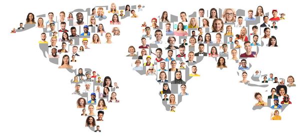 Collage con persone diverse da tutto il mondo su sfondo bianco
 - Foto, immagini