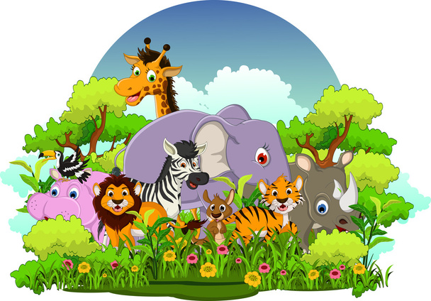 Animais bonitos desenhos animados da vida selvagem
 - Vetor, Imagem