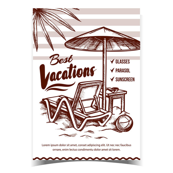 Nejlepší dovolená na pláži Reklamní plakát vektor - Vektor, obrázek
