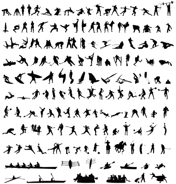 Hundreds of sport silhouetes - Vector, Image