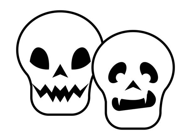 halloween schedels hoofden geïsoleerde pictogrammen - Vector, afbeelding
