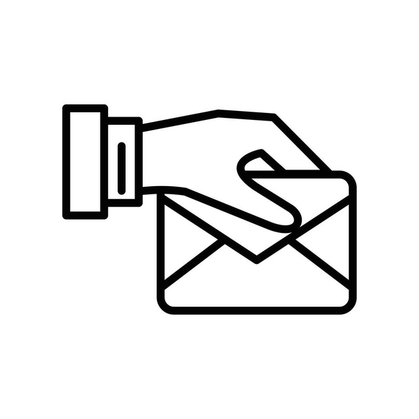 hand with envelope mail postal service - Vector, Image