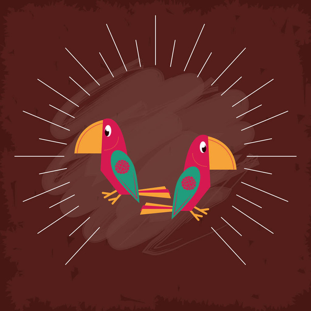 bonito papagaios mexicano cultura ícones
 - Vetor, Imagem