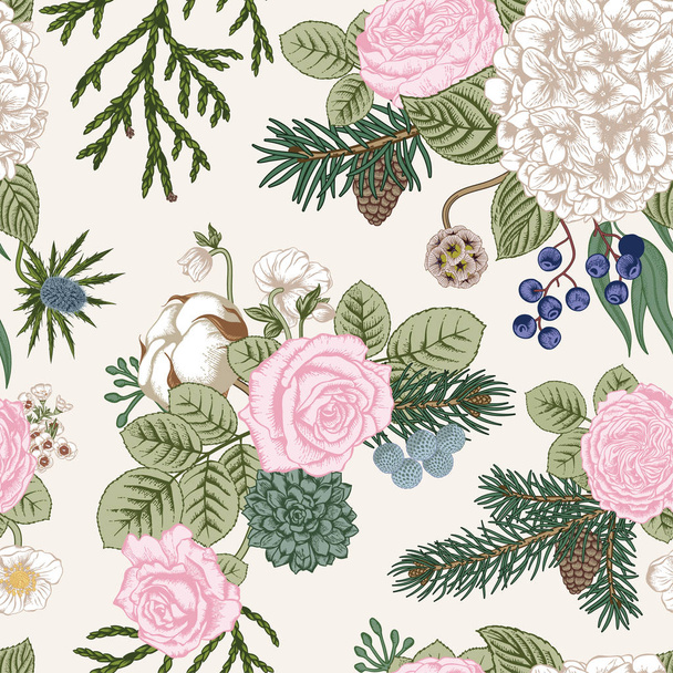 Seamless pattern with roses. Vector illustration. - Vettoriali, immagini